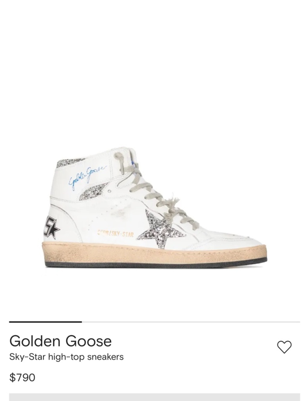 Golden Goose White High-Top Sneakers with Silver Star Accent